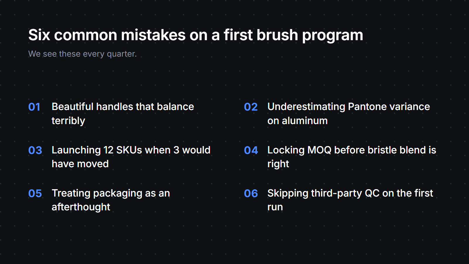 Six common mistakes brand owners make on their first custom makeup brush program